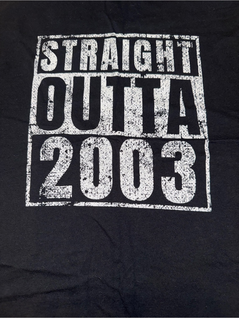 Port & Company Black Crew Neck Short Sleeve Graphic Tee "Straight Outta 2003" M